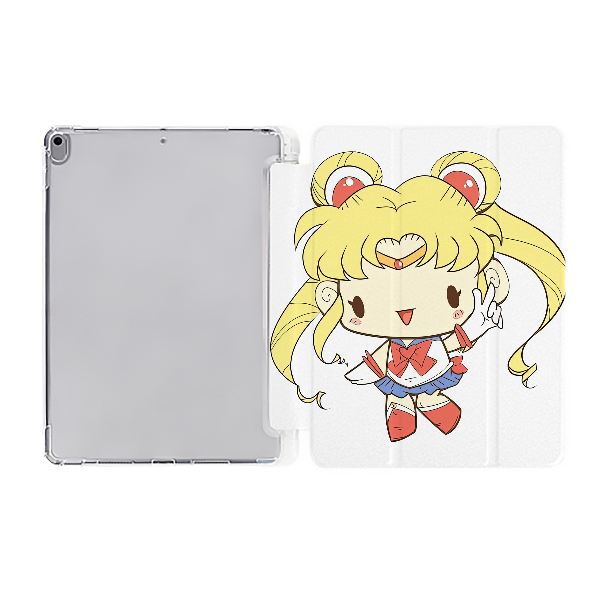 （画像用） 美少女戦士セーラームーン 月野 うさぎ つきの うさぎ Sailor Moon Tsukino Usagi IPad ケース ペン収納付き 三つ折りスタンド PUレザー×シリコン 対応機種9.5/10.5/10.9インチ